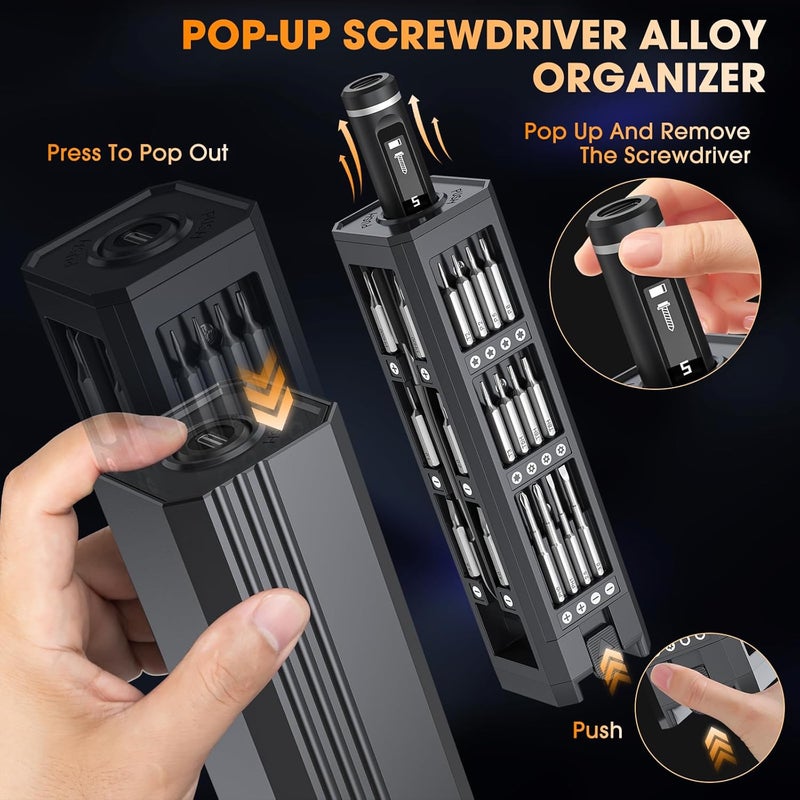 Tanso Mini Electric Screwdriver Set,3.7V Cordless Precision Screwdriver Set with 50 in 1 Magnetic Bits,Magnetic Storage,5 Torque Setting,LED Display,Small Repair Tool Kit for Computers,Phones,Watches - Image 3